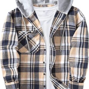 ZITY Men's Flannel Hoodie Shirts